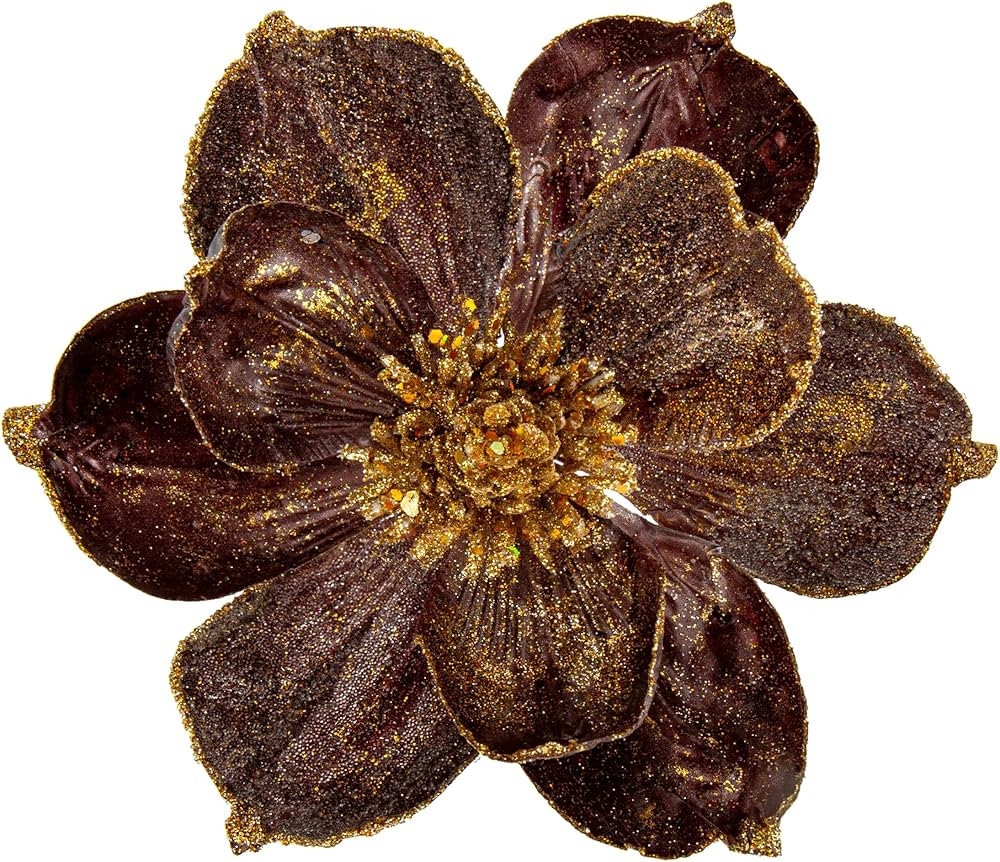 Briful 8’’ Large Heads Christmas Glitter Magnolia Flowers Christmas Tree Ornaments Set of 4 A... | Amazon (US)