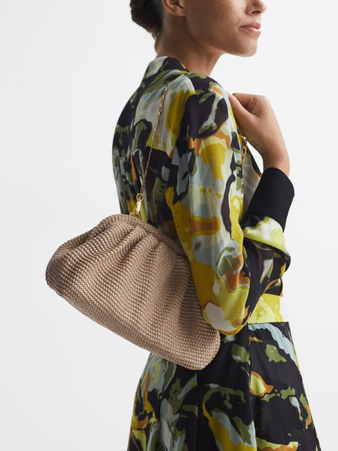 Raffia Clutch Bag in Natural | Reiss UK