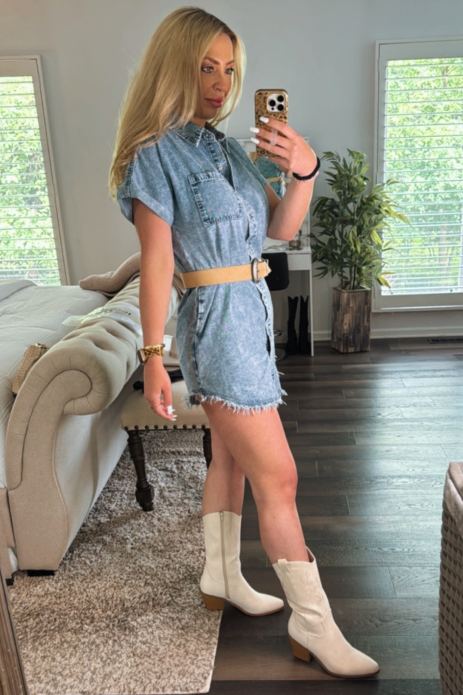The CUTEST distressed denim dress!! I am obsessed! Easy snap buttons. I added the belt for more shape but it was cute without too!

#LTKFindsUnder50 #LTKStyleTip #LTKParties