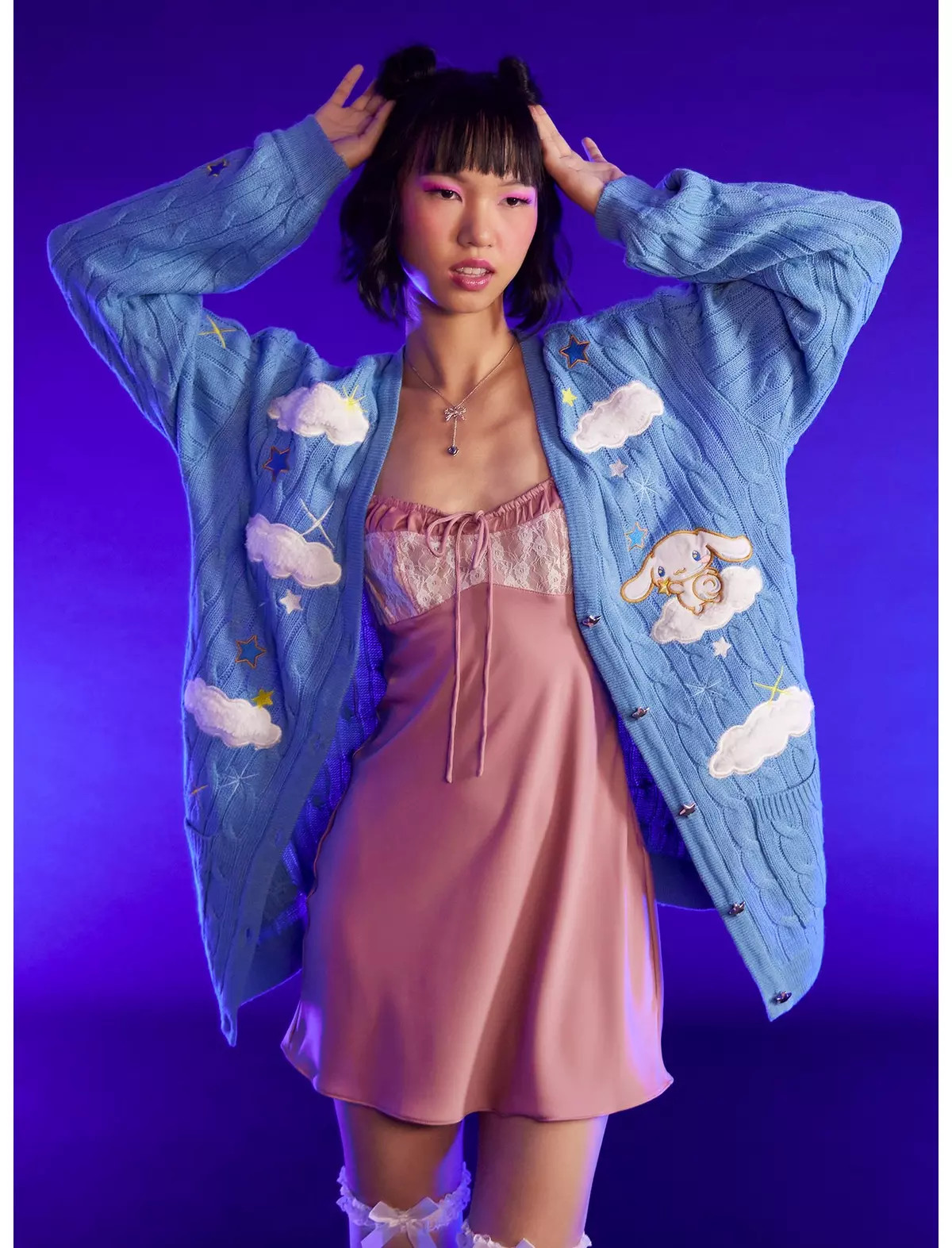 Cinnamoroll Cloud Cable Knit Girls Cardigan | Hot Topic