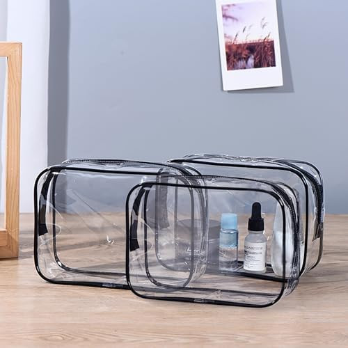 3 Pack Makeup Bag Set Clear Cosmetics Bags Waterproof Versatile Organizers Case for Vacation Bath... | Amazon (US)