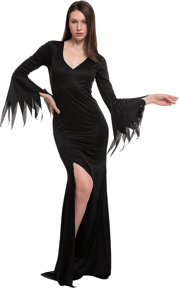 Women Floor Length Gothic Dress Black Witch Dress Costume for Halloween Cosplay Party Vintage Med... | Amazon (US)
