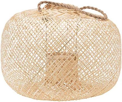 Bloomingville Hand-Woven Bamboo Lantern with Jute Handle & Glass Insert, Natural Candle Holder | Amazon (US)