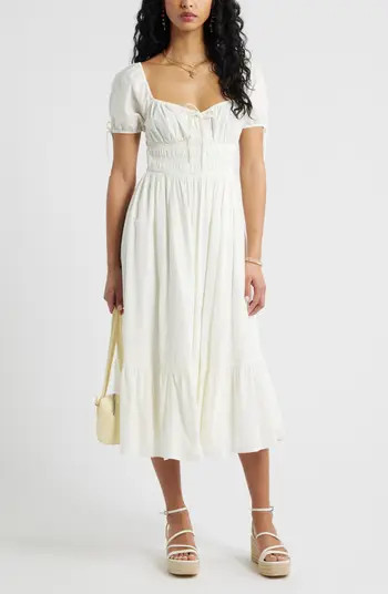 Sweetheart Puff Sleeve Midi Dress | Nordstrom