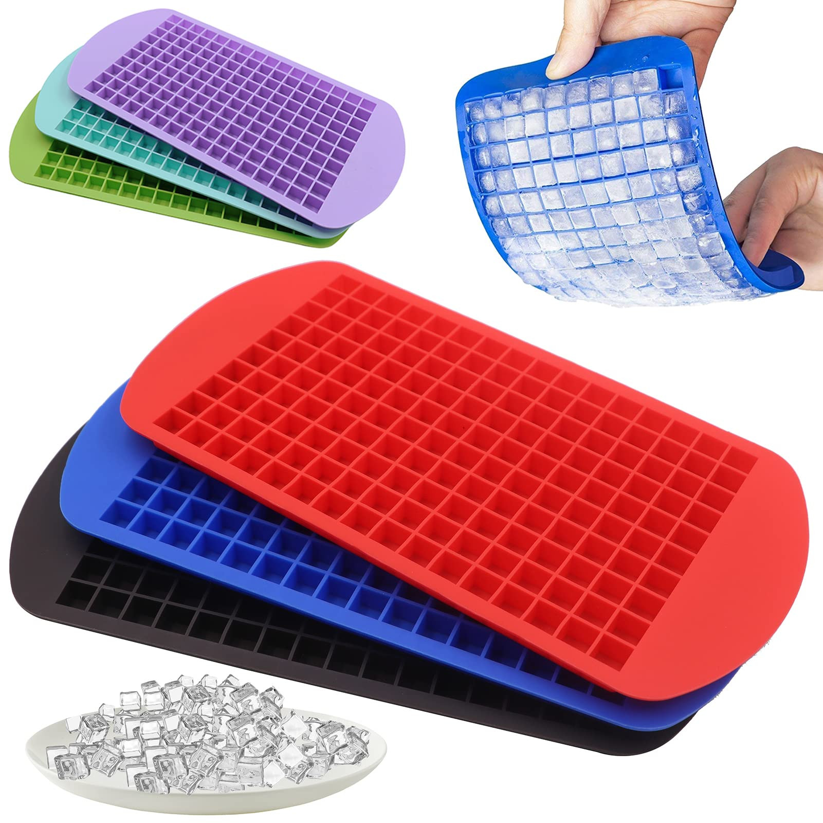 Silicone Mini Ice Cube Trays 3 Pack, 160 Crushed Ice Cube Molds Easy Release Small Ice Cube for C... | Amazon (US)
