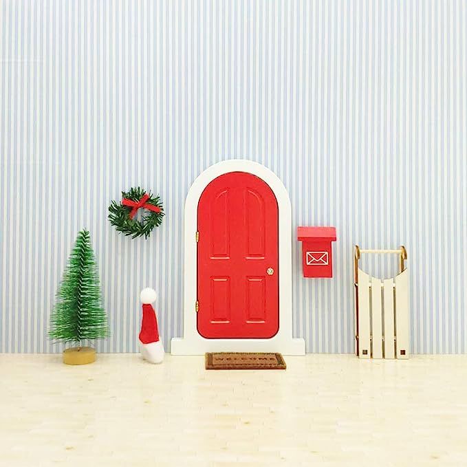 Tonttuovi Shelf Santa's Elves Enchanted Elf Door Miniature Christmas Santa's Workshop Door | Amazon (US)