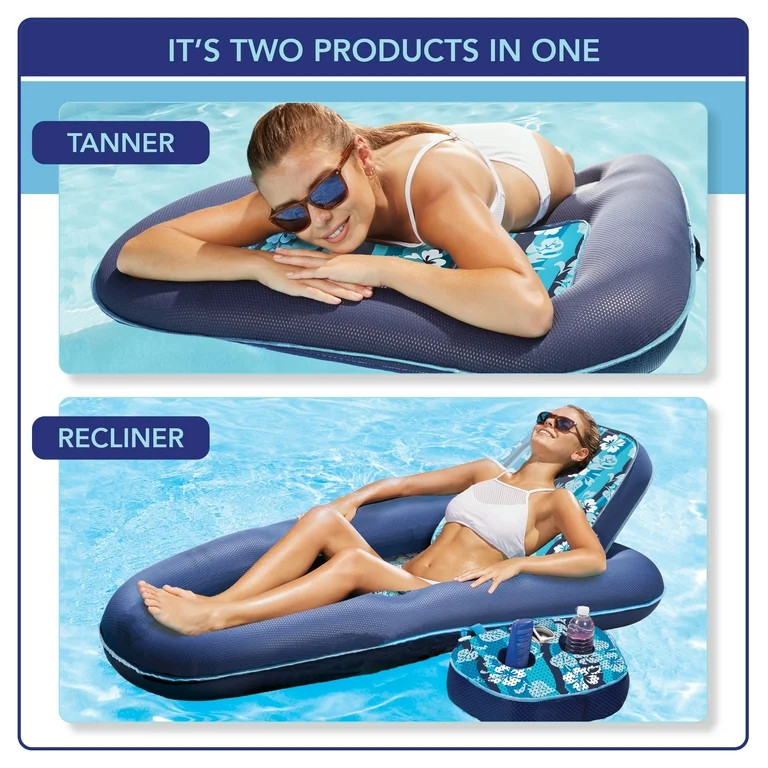 Aqua 2-in-1 Adult Recliner & Tanner Pool Float, Blue | Walmart (US)