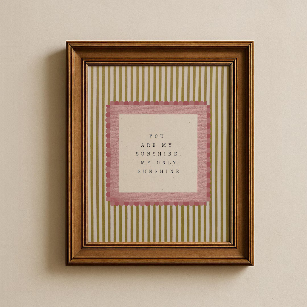 You Are My Sunshine Nursery Wall Art, Neutral Striped Girls Room Decor Print, Cottagecore Kids Ro... | Etsy (US)