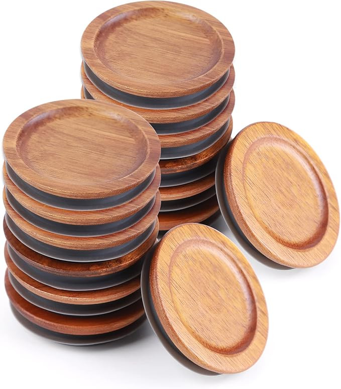 12Pack Regular Mouth Mason Jar Lids Acacia Wooden Storage Canning Jar Lids Ball Jars Wooden Lids ... | Amazon (US)