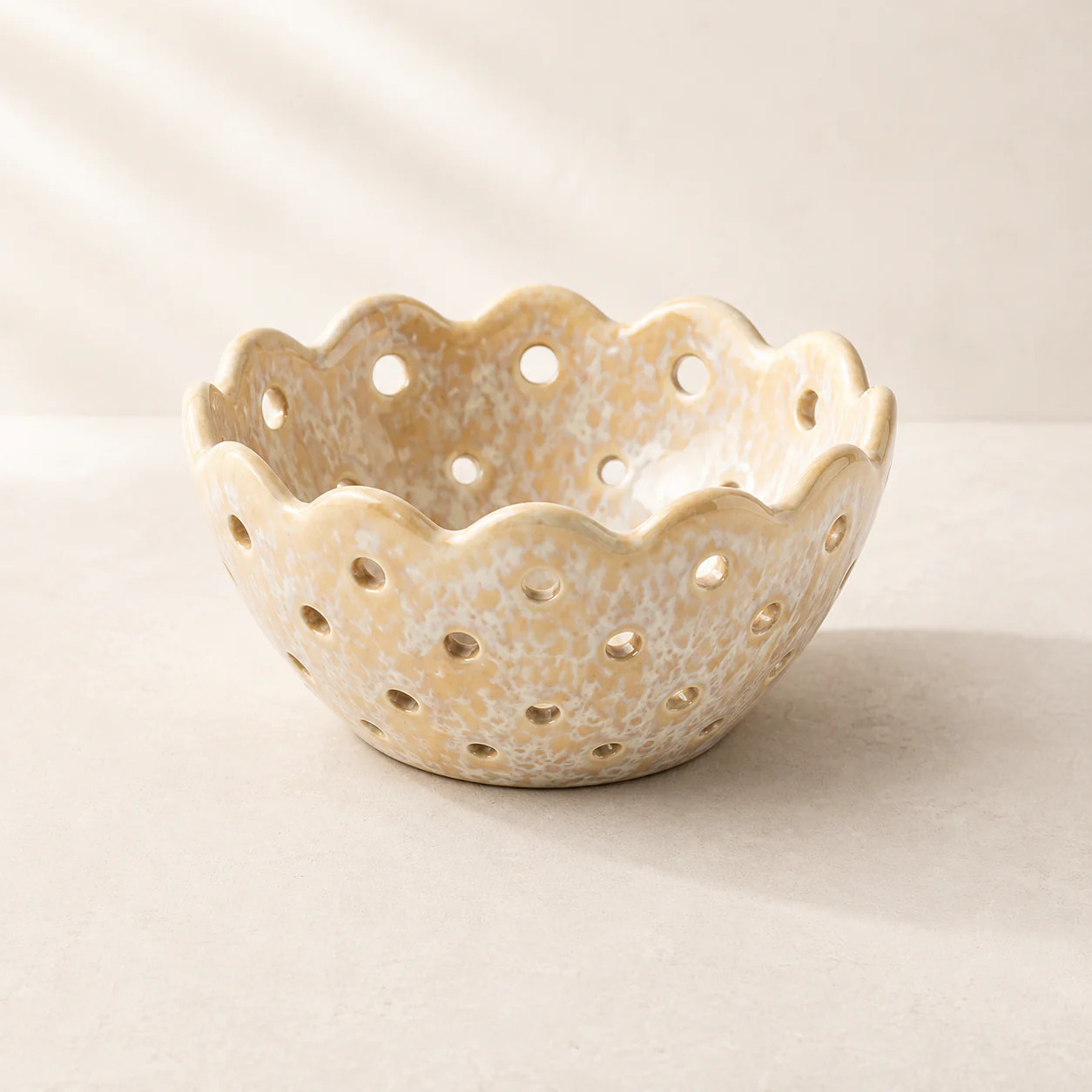 Scallop Beige Ceramic Berry Bowl | By Luxe B Co. | luxe bCO