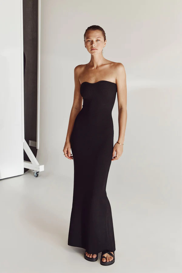 VERONICA BLACK BANDEAU MAXI DRESS | DISSH