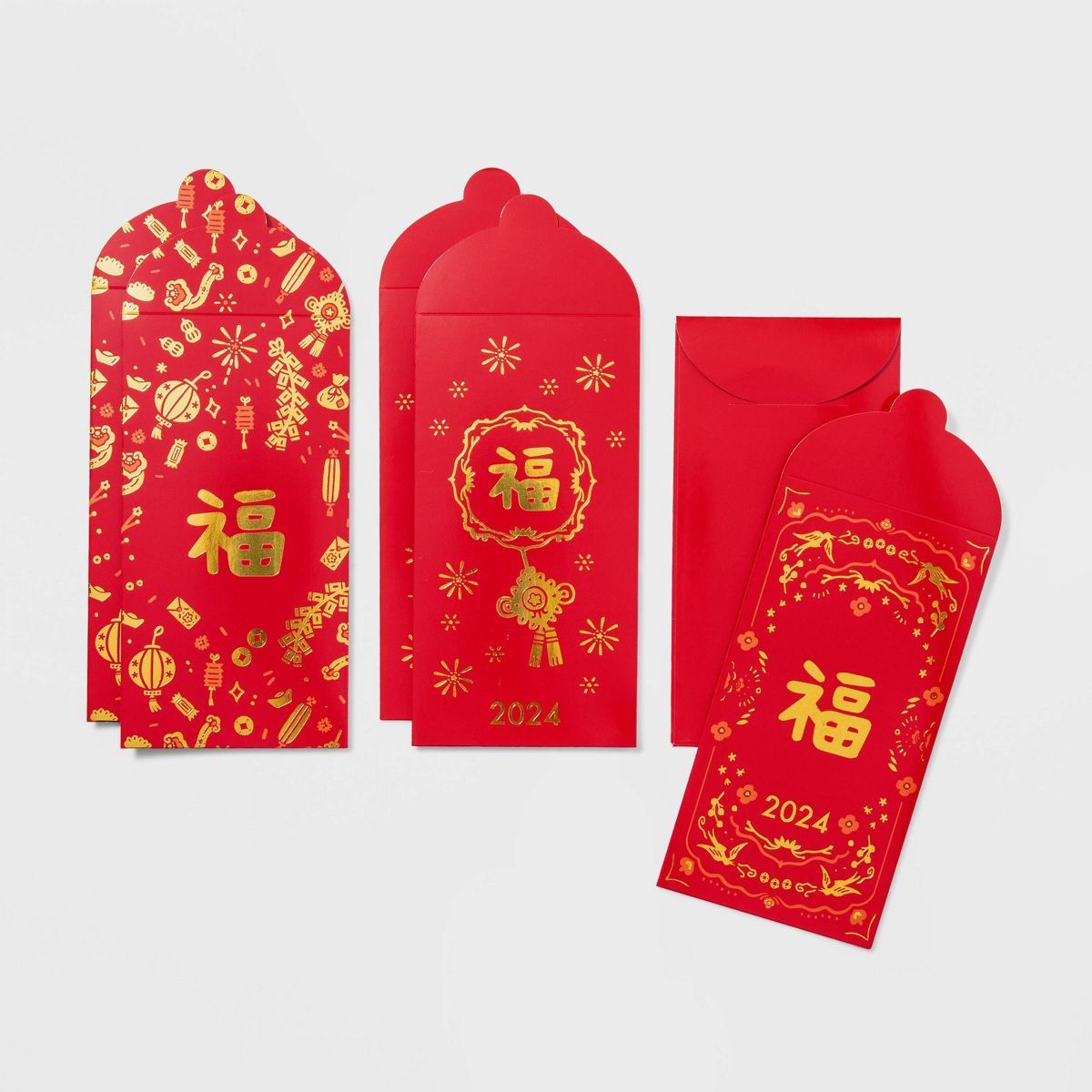 6ct Lunar New Year Mature Red Envelopes with Gold Foil | Target