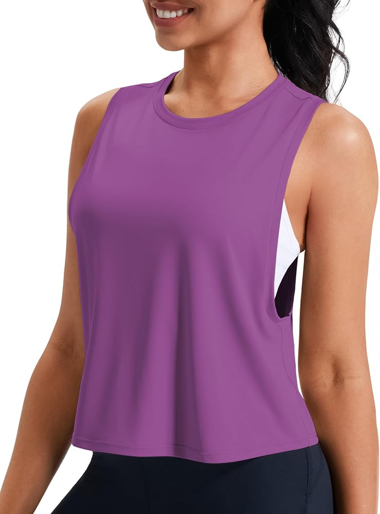 JOYSPELS Workout Tank Tops for Women, Ice Silk Quick Dry Athletic Crop Top, Loose Fit Running Yog... | Amazon (US)