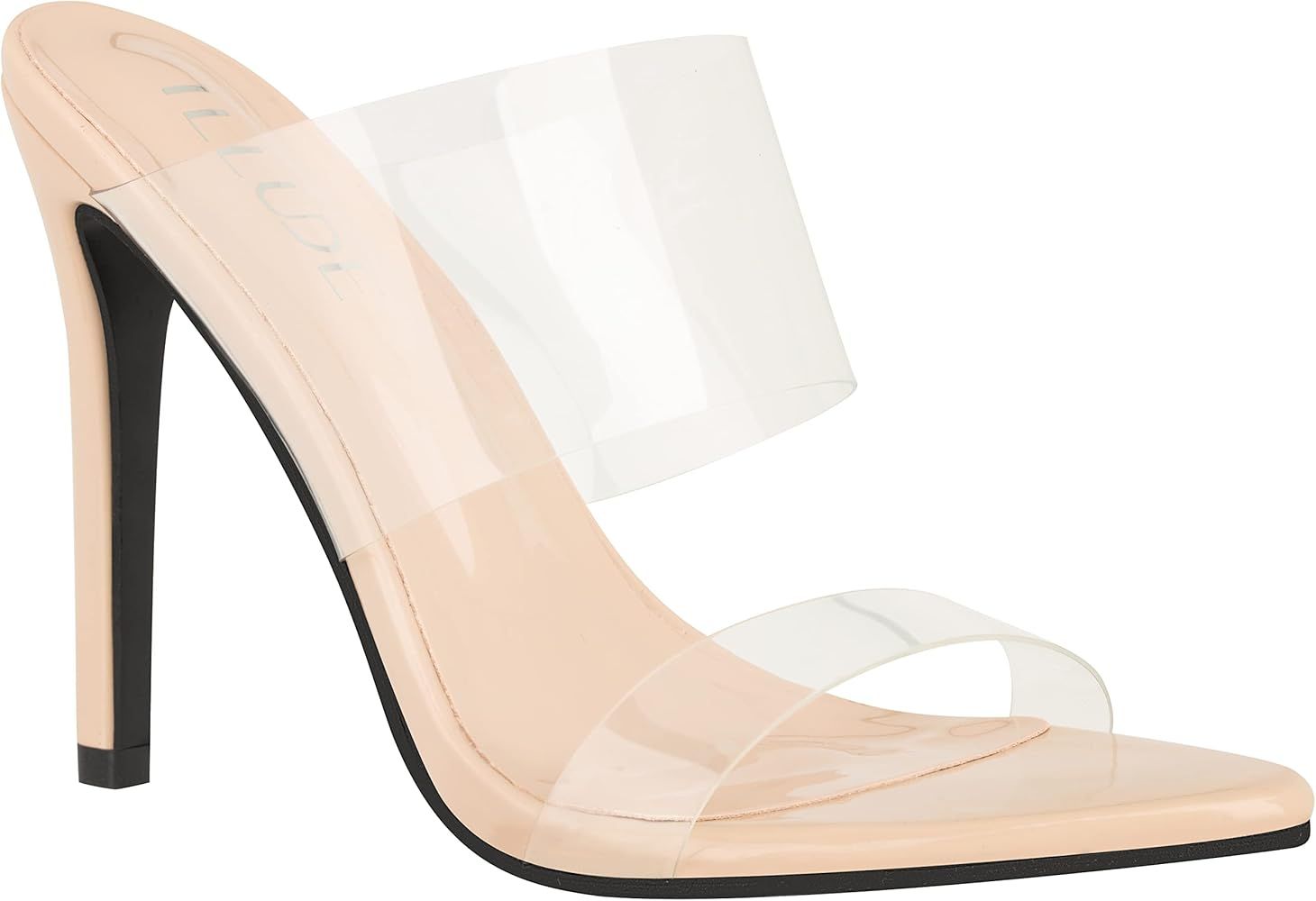 ILLUDE Women’s Clear Pointed Toe Sandals Stiletto Heels Transparent Strap High Heels Slip on Mu... | Amazon (US)