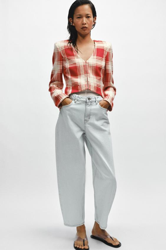 ZW COLLECTION FITTED CHECK JACKET | Zara UK