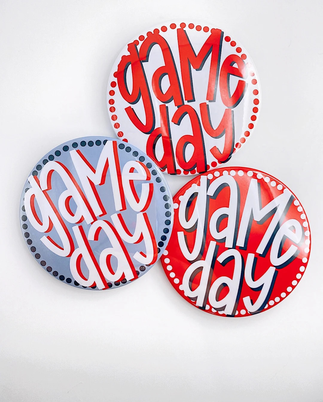 Red Game Day Polka Dots Tailgate Buttons | Game Day Pins | College Football | Tailgate Buttons | ... | Etsy (US)