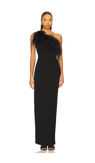 Blair Feather Gown in Black | Revolve Clothing (Global)