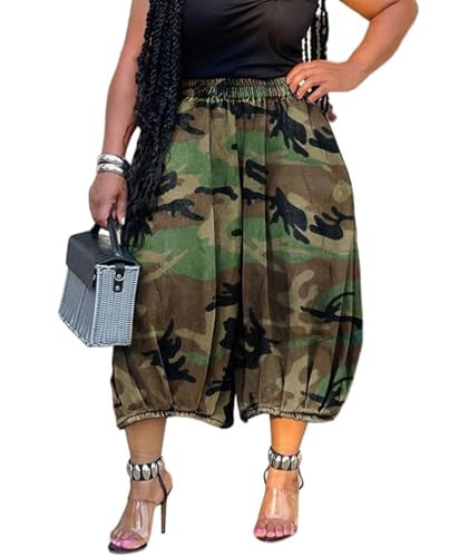 Voghtic Army Fatigue Pants for Women Baggy Cargo Wide Leg Camo Jean Trousers | Amazon (US)