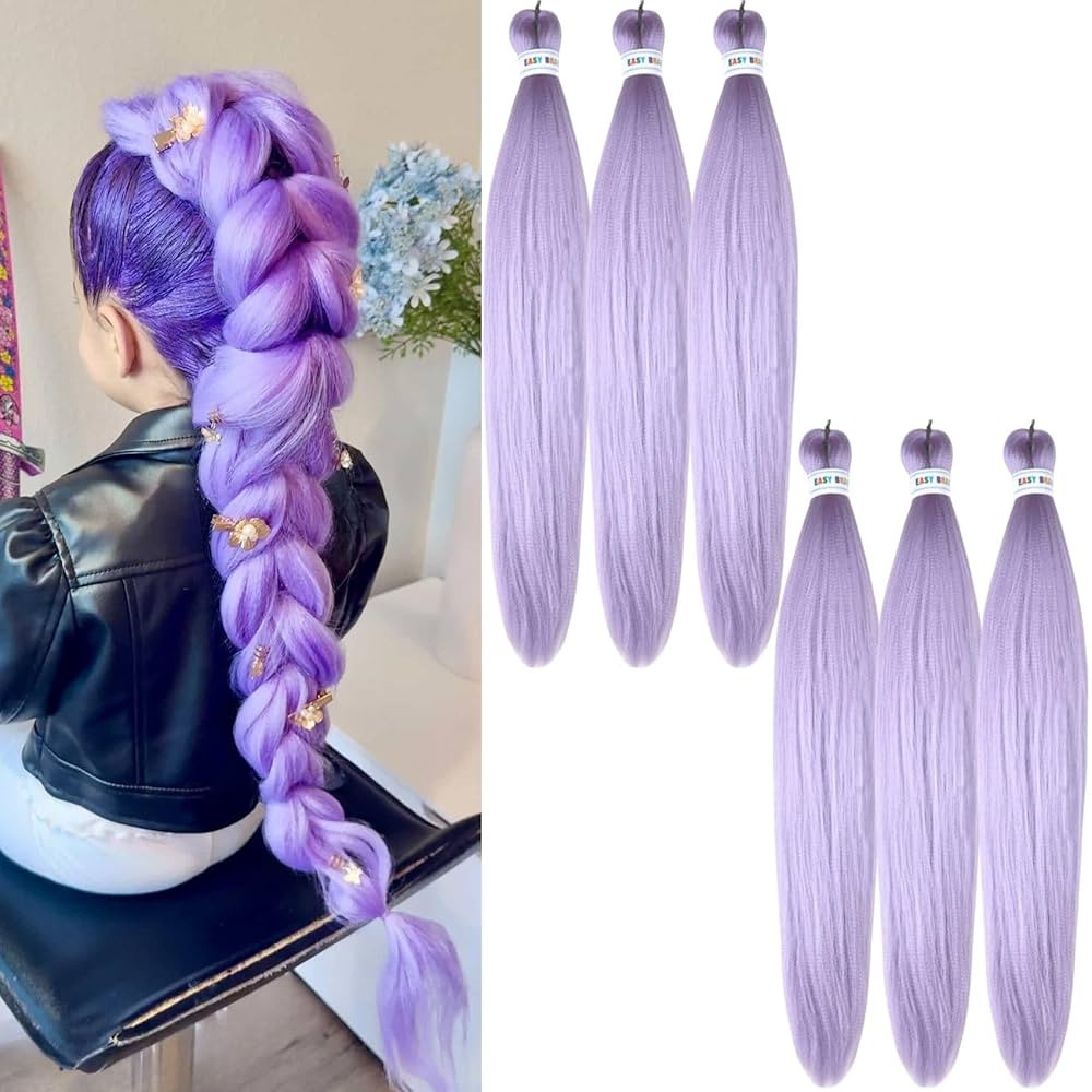Light Purple Braiding Hair Pre Stretched Synthetic Yaki Ez Braid Braiding Hair | Amazon (US)