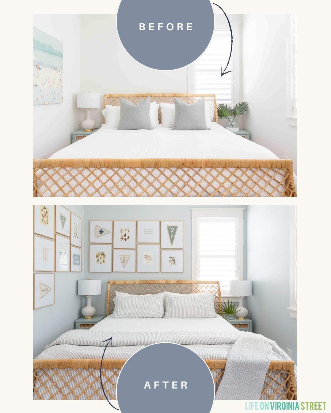 Coastal bedroom decor // modern home decor // wicker rattan bed // 

 #LTKSeasonal #LTKHome