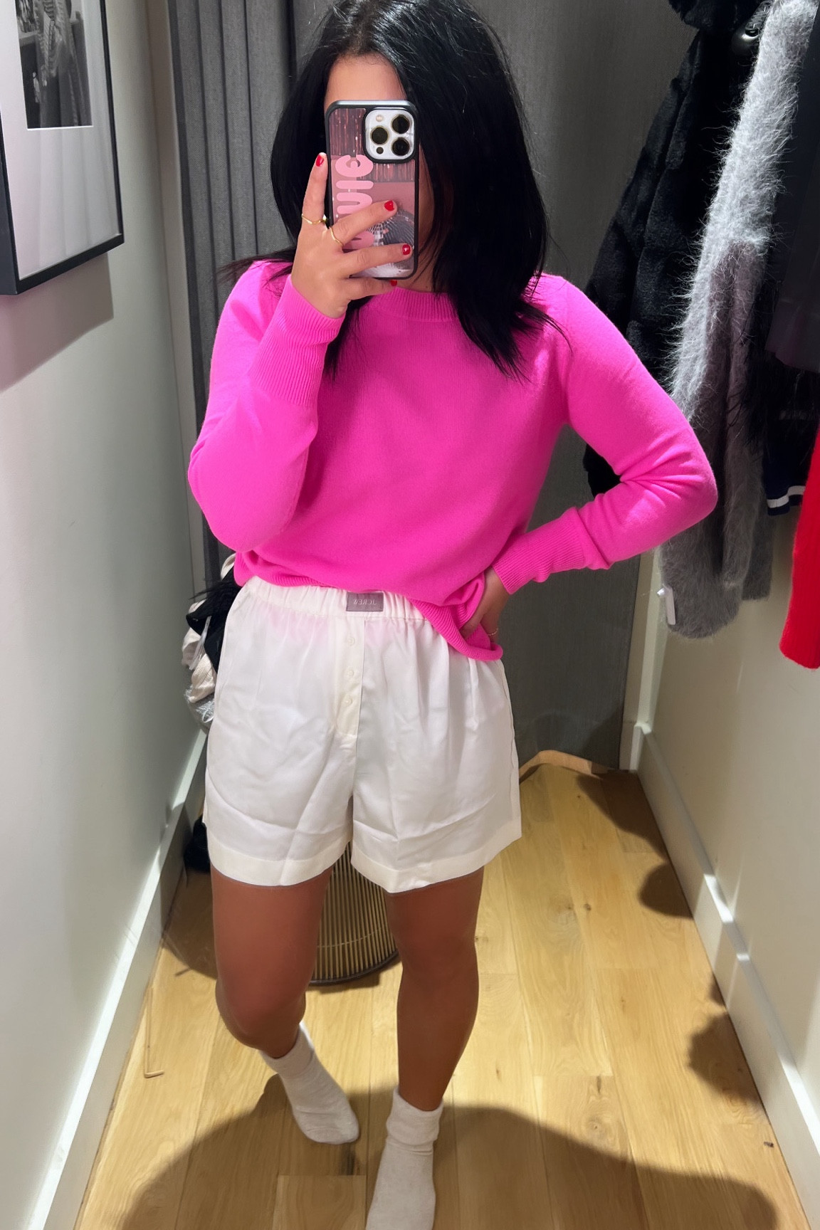 J Crew satin boxers and cashmere sweater, a cozy but chic lounge look - boxers run big, size down. Sweater runs true to size 

#LTKsalealert #LTKCyberWeek #LTKHoliday