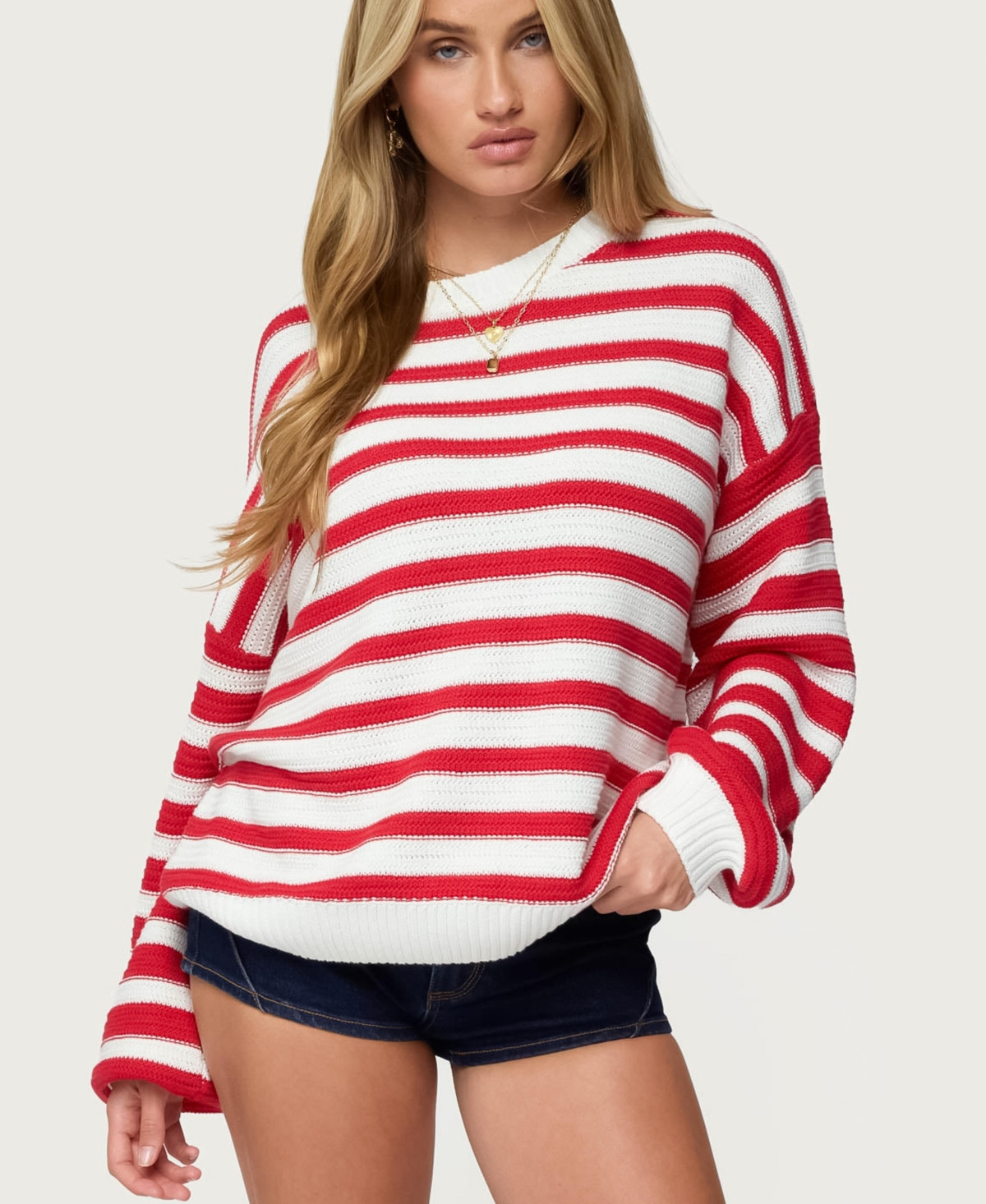 Women's Aerin oversized sweater - Red-and-cream | Macy's