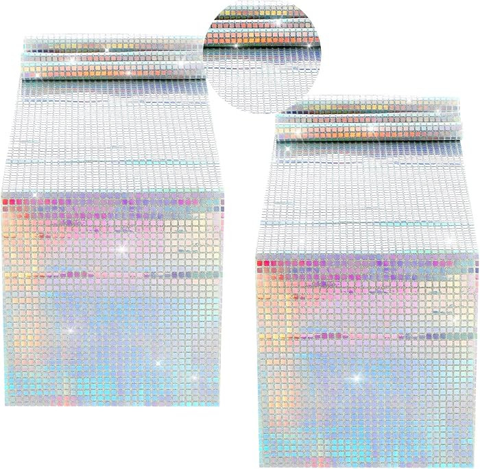 2 Pack Disco Table Runner, Glitter Table Runner Sequin Tablecloth 80s 70s Theme Party Decorations... | Amazon (US)