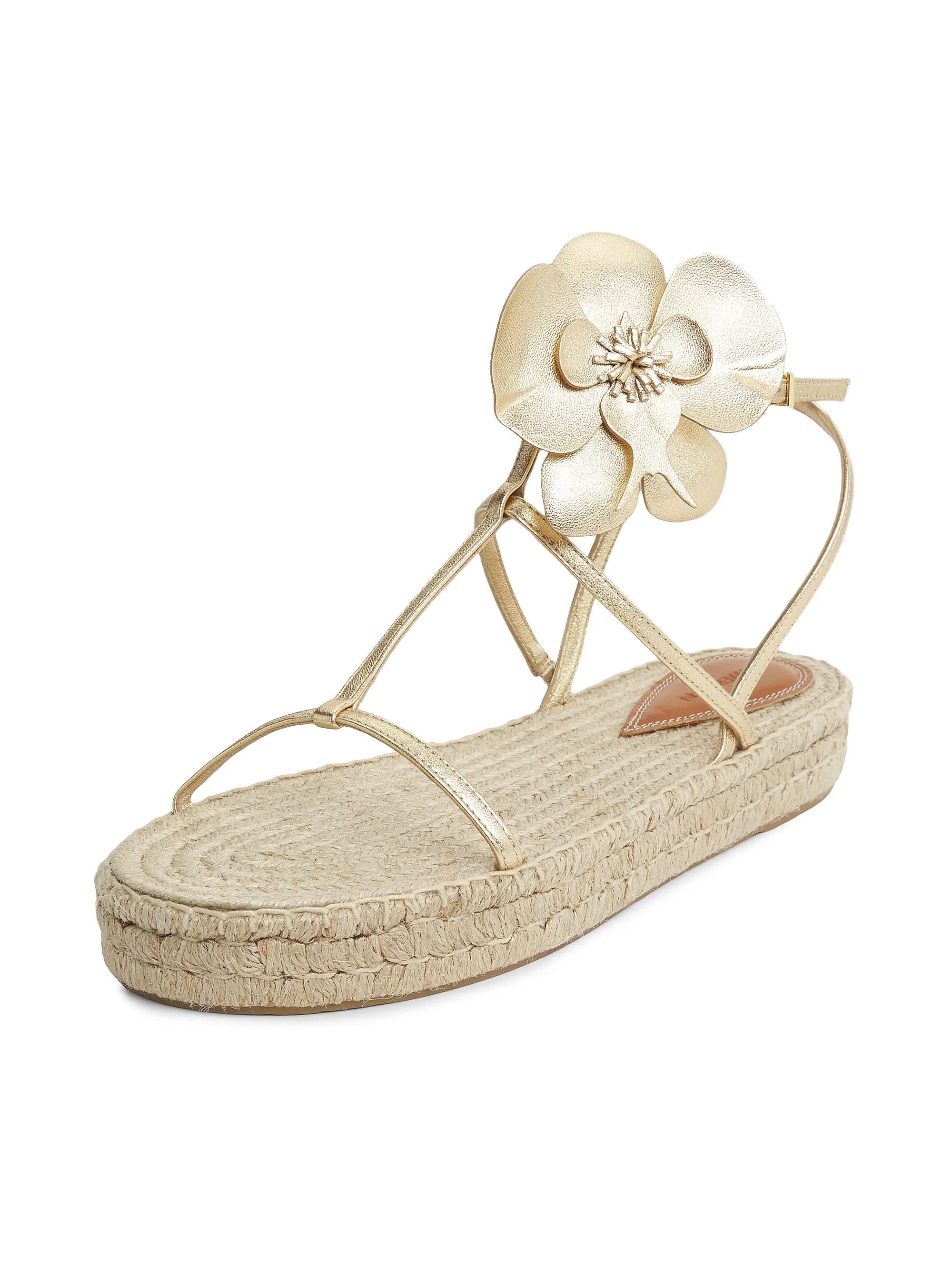 Zimmermann Orchid Floral Metallic Leather Espadrille Sandals | Saks Fifth Avenue | Saks Fifth Avenue