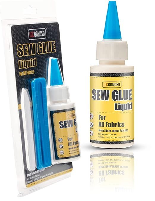 LOCBONDSO 1 Min Fast Dry Sew Glue Liquid Quick Bonding Reinforcing Fabric Adhesives DIY Speedy Fi... | Amazon (US)