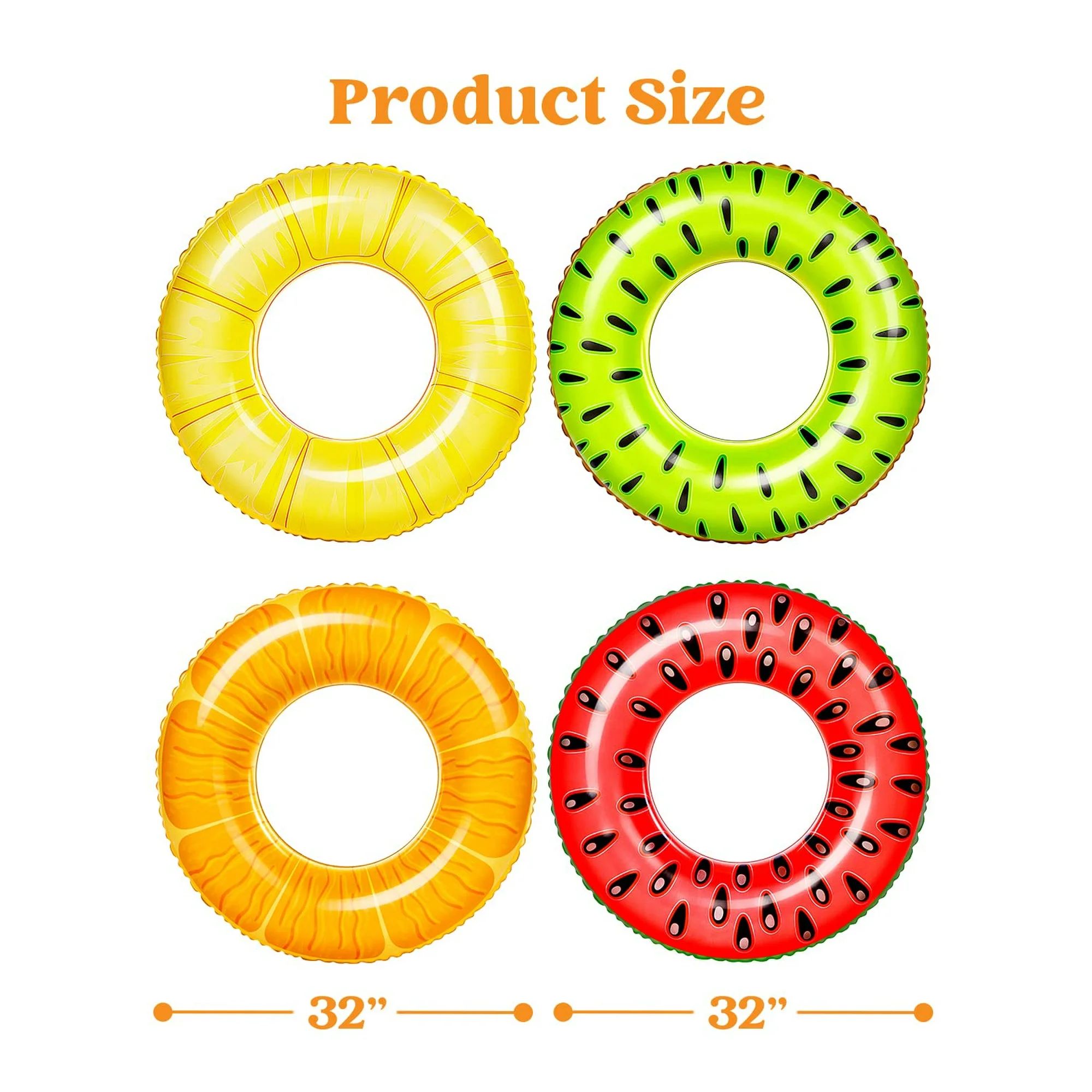 Syncfun 4 Packs Inflatable Pool Floats Fruit Tube Rings, Fruit Pool Tubes, Pool Floaties Toys, Be... | Walmart (US)