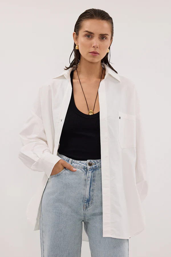 RHEA WHITE OVERSIZED COTTON SHIRT | DISSH