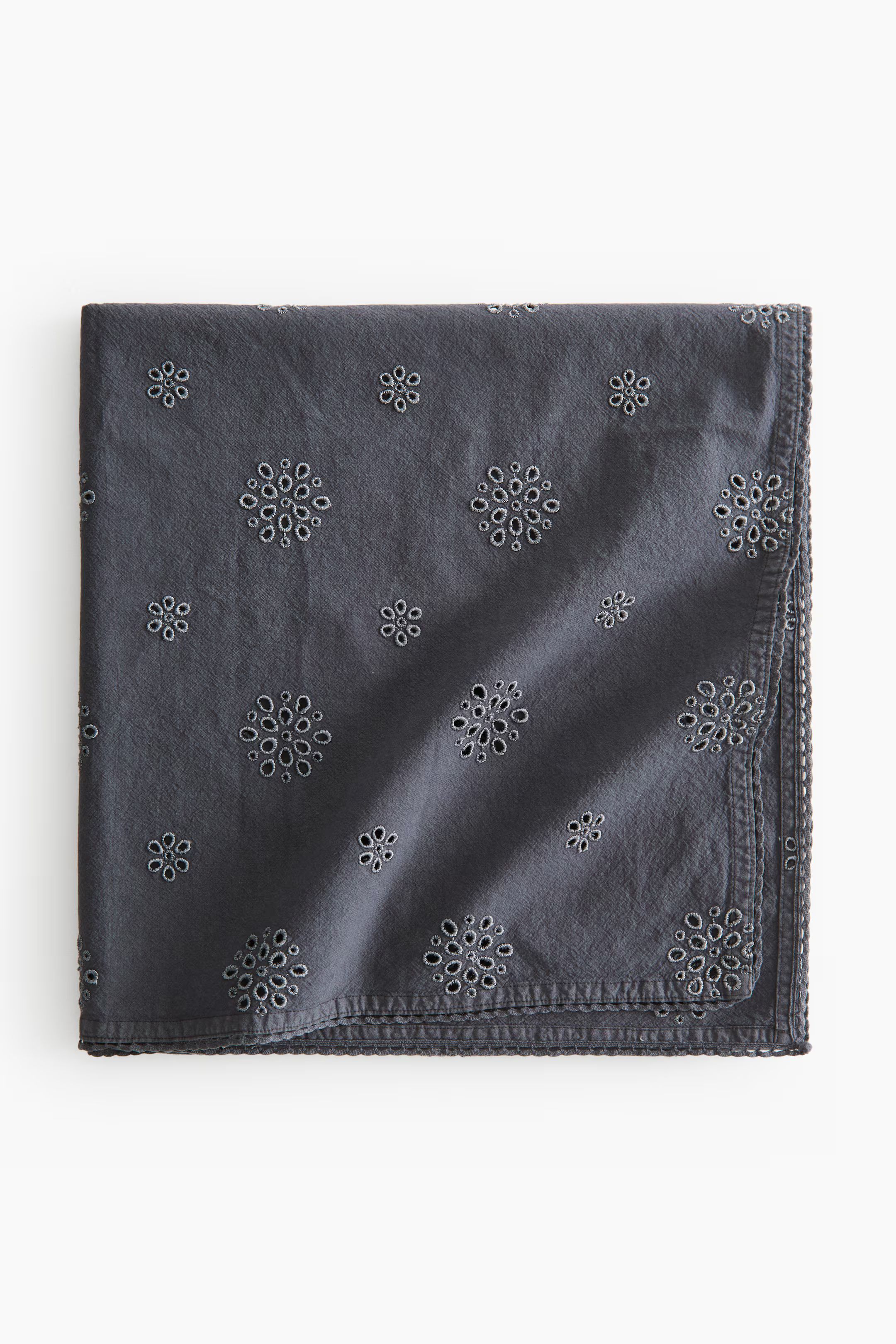 Tablecloth with Eyelet Embroidery - Dark gray - Home All | H&M US | H&M (US + CA)