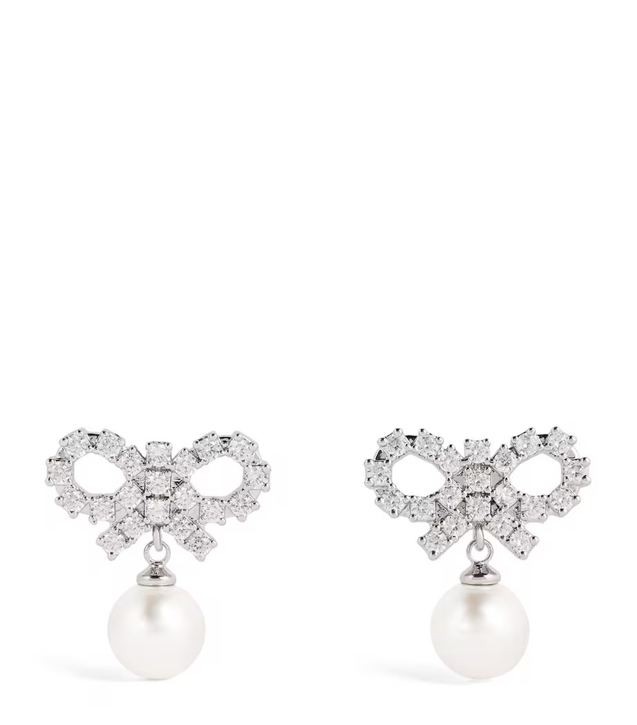 Faux Pearl Micro Bow Earrings | Harrods