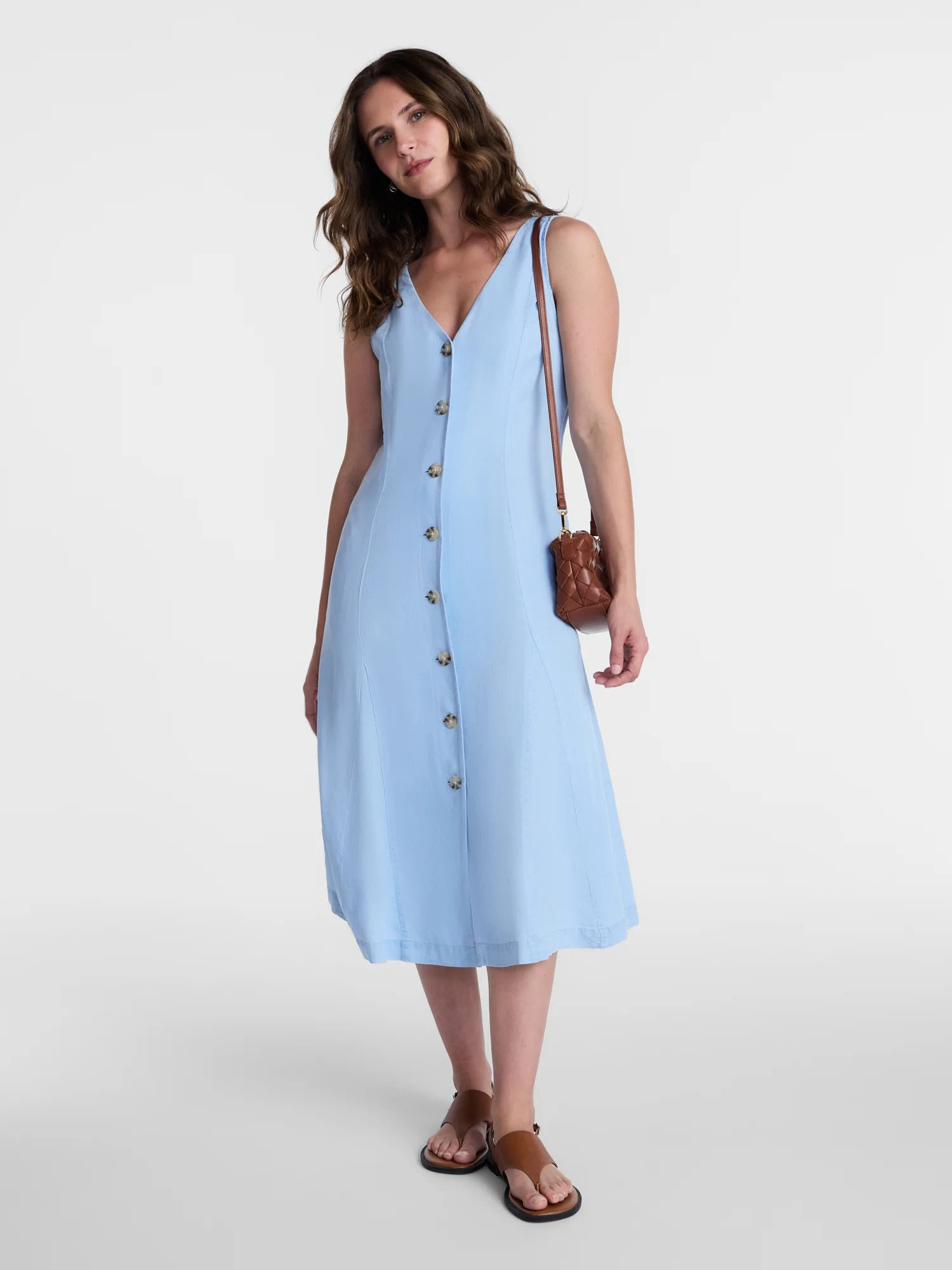 Time and Tru Women's Sleeveless Fit and Flare Midi Dress, Sizes XS-XXXL - Walmart.com | Walmart (US)