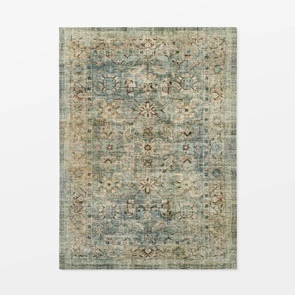 Ledges Digital Floral Print Distressed Persian Rug Green - Threshold™ designed by Studio McGee | Target