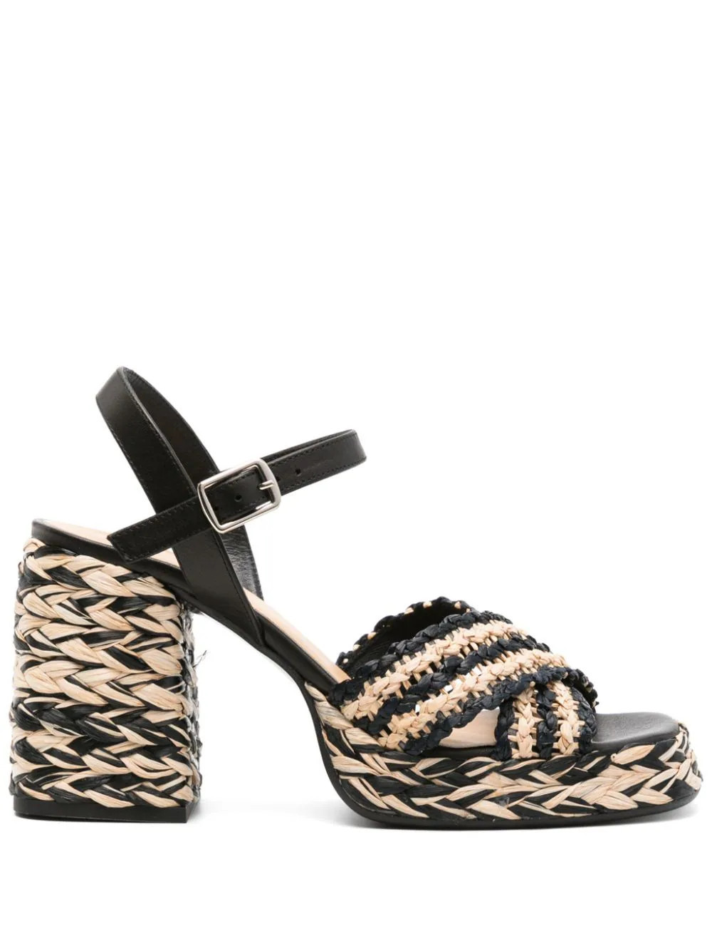 Castañer Vicen 95mm raffia sandals - Black | Farfetch Global