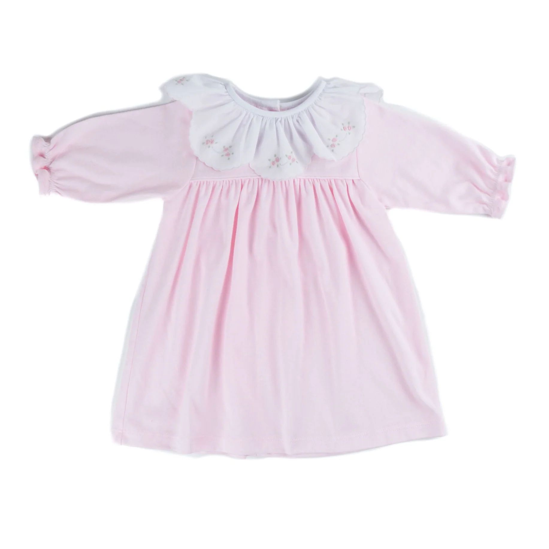 Auraluz Pink Knit Tiny Bud Dress With Ruffle Collar | JoJo Mommy