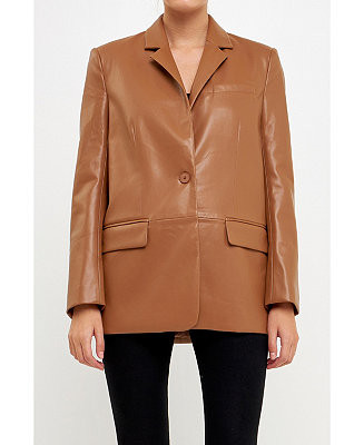 endless rose Women's Faux Leather Blazer - Macy's | Macy's