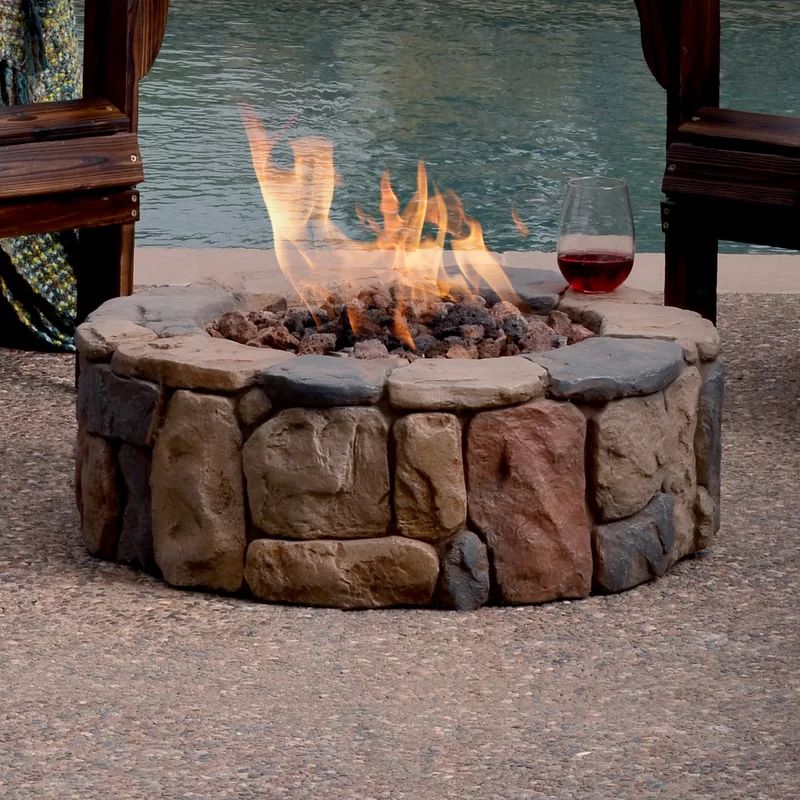 Lexi 11'' H x 36'' W Stone Propane Outdoor Fire Pit Table | Wayfair North America