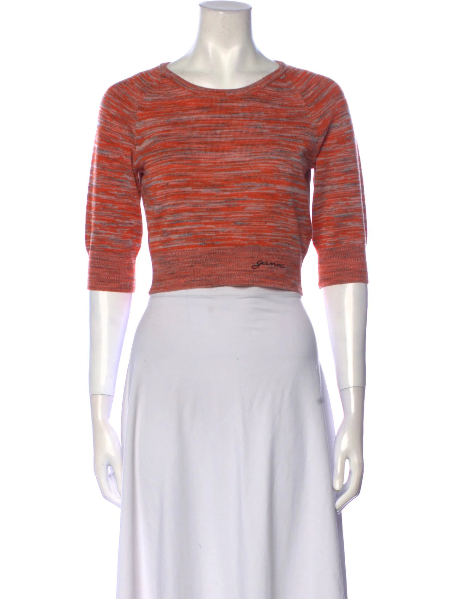 Printed Bateau Neckline Crop Top | The RealReal
