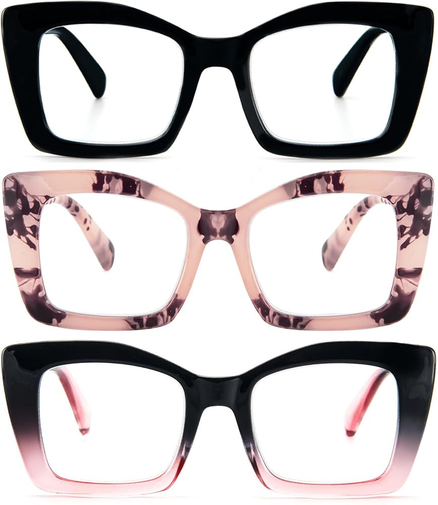 REAVEE Oversized Square Reading Glasses Oprah Style for Women, Blue Light Blocking Large Frame Co... | Amazon (US)