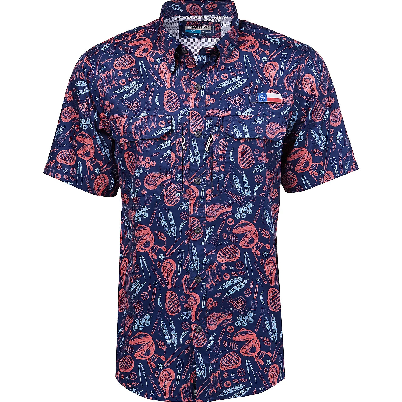 Magellan Outdoors Men's FishGear Local State Texas Print Short Sleeve Button-Down Shirt | Academy | Academy Sports + Outdoors