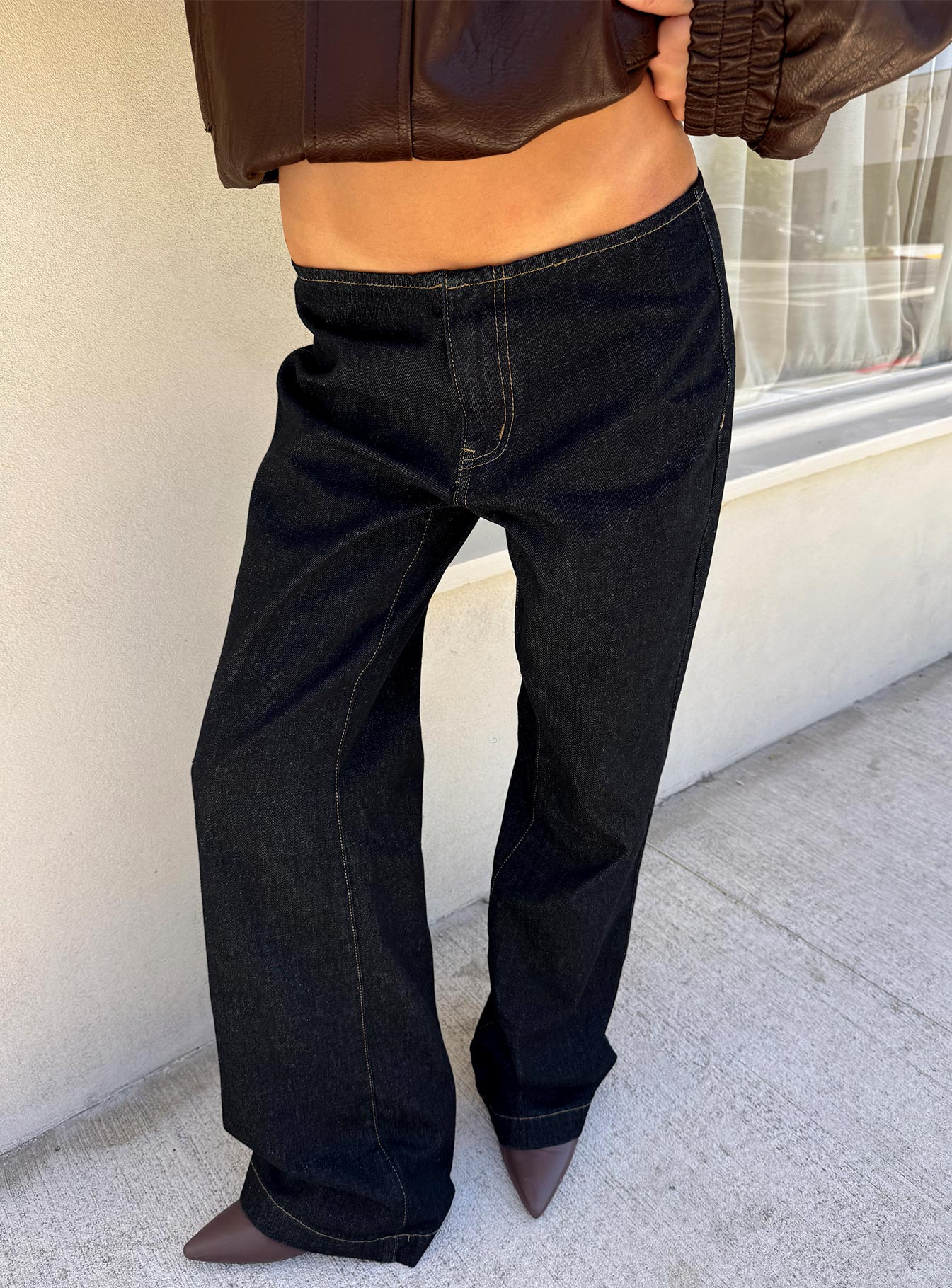 Buenos No Waist Low Rise Straight Leg Jeans Raw Denim | Princess Polly US