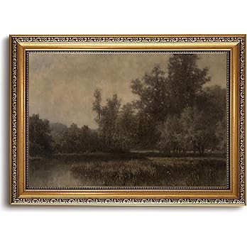 LHHJDIO Vintage Gold Framed Wall Art Moody Landscape Canvas Wall Art Farmhouse Fall Picture Wall ... | Amazon (US)