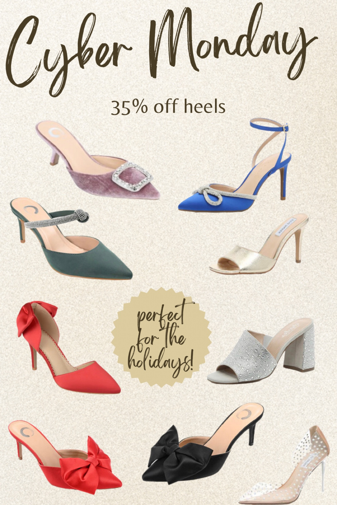 Cyber Monday deals, sale, savings, Christmas, holiday, gift for her, affordable deals, holiday look, holiday heels, trending shoes, sparkle, sparkling shoes, dress shoes, formal shoes  

#LTKshoecrush #LTKHoliday #LTKCyberweek