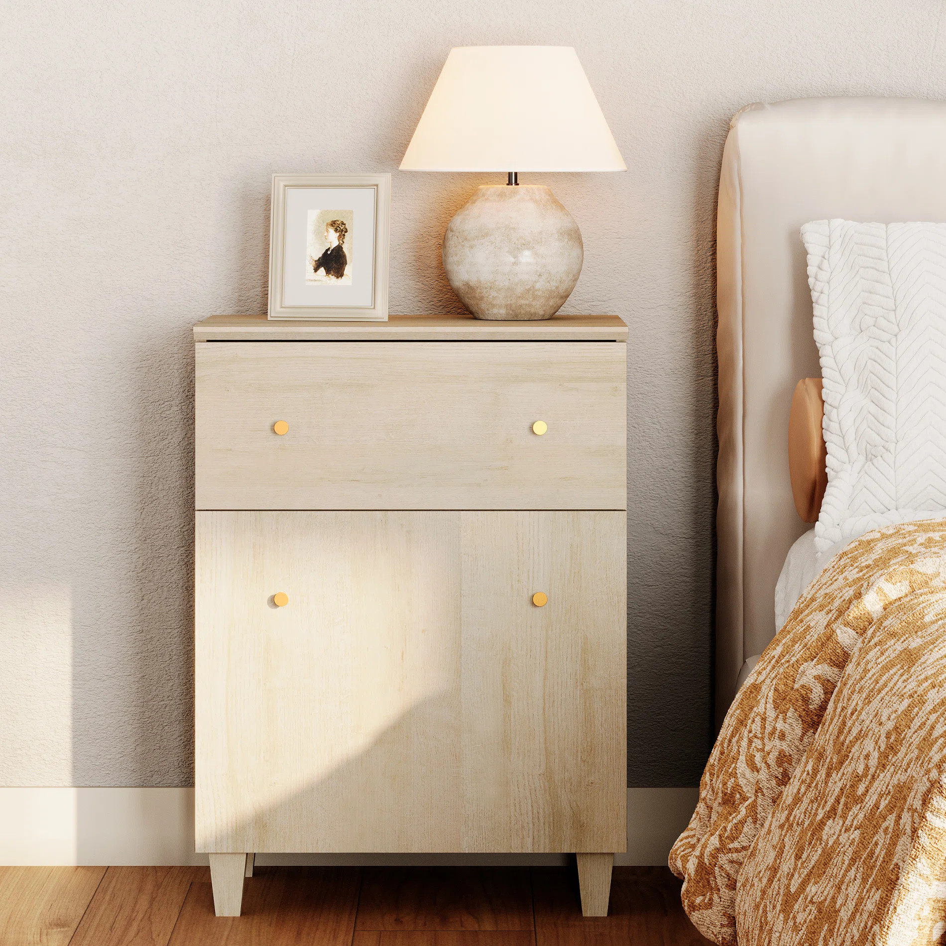 Corrigan Studio® Large Nighstand Bedside Table With Drawer And Door | Wayfair | Wayfair North America