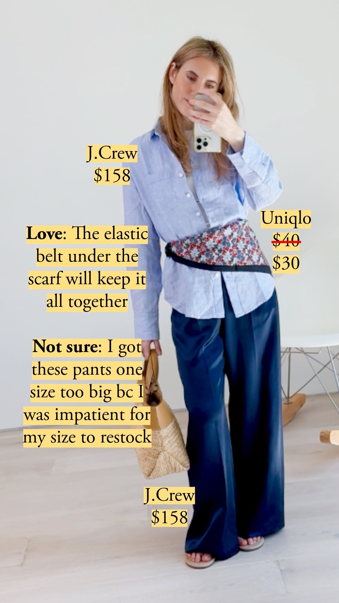 J.Crew's Baird McNutt linen shirt needs no break-in – soft straight off the rack. Paired with silky J.Crew Soleil wide-leg pants, a Uniqlo flower print silk scarf tied on an Amazon stretch belt, and a Pamela Munson straw tote. Note: sized up on the pants since my usual size was sold out.
#LTKstyletip #LTKsalealert #LTKsummer #jcrewlinen #jcrewpants #strawtote #silkscarf #bbqoutfit

#LTKstyletip #LTKsummer #jcrewlinen #jcrewpants #strawtote #silkscarf #bbqoutfit

#LTKSaleAlert #LTKootd #LTKSaleAlert