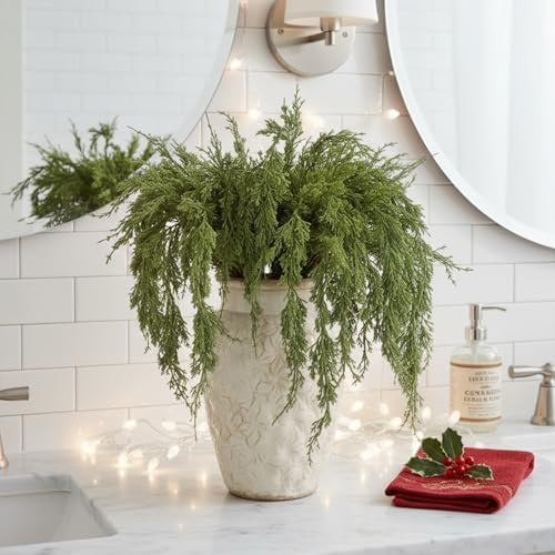 MISSPIN 10 Pcs 35 Inches Christmas Cedar Branches, Artificial Christmas Cedar Branches DIY Crafts... | Amazon (US)