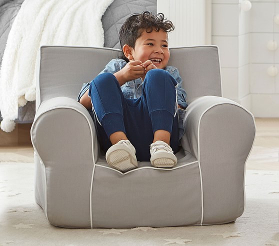 Gray with White Piping Anywhere Chair® | Pottery Barn Kids