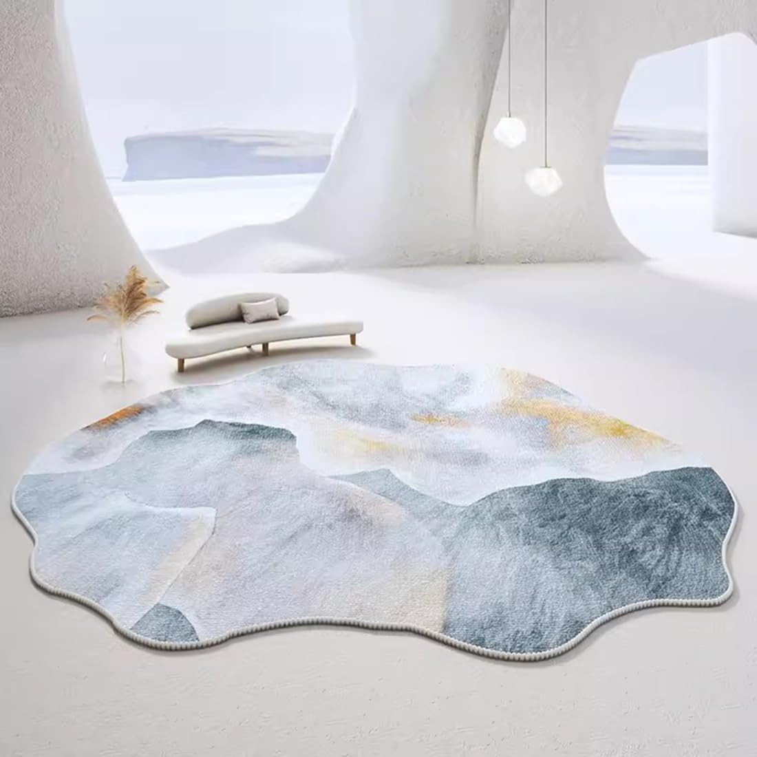 Contemporary Abstract Modern Odd Shaped Area Rug for Living Room Dining Room Nursery Bedroom Irre... | Amazon (US)